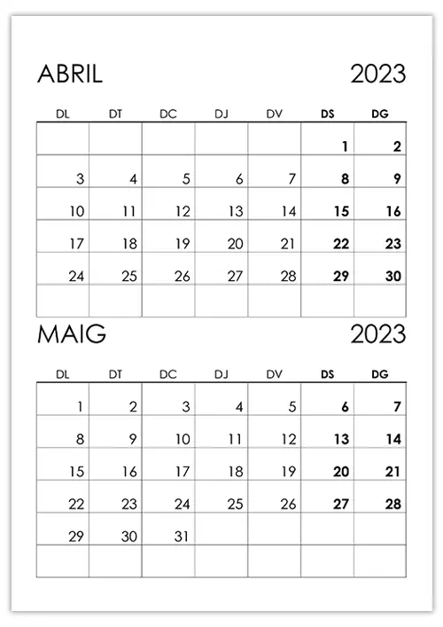 Calendari abril, maig 2023 calendari-abril-maig-2023