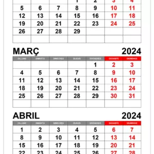 Calendari febrer març abril 2024