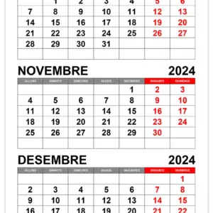 Calendari octubre novembre desembre de 2024