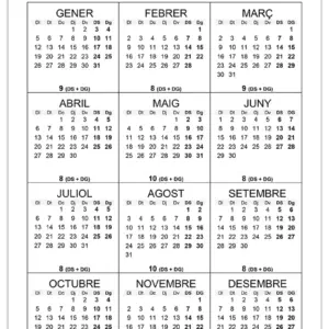 Quants dissabtes i diumenges hi ha el 2026