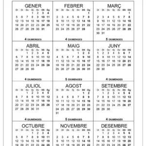 Quants diumenges hi ha el 2026