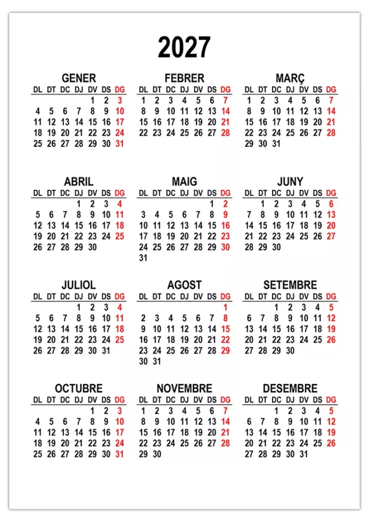 Calendari 2027 Per Imprimir En Catal Calendaris su Calendaris En Calendari 2027 Per Imprimir En Catal Calendaris su Calendaris En