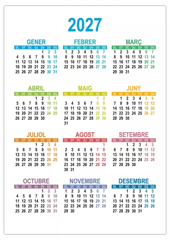 Calendari 2027 Per Imprimir En Catal Calendaris su Calendaris En Calendari 2027 Per Imprimir En Catal Calendaris su Calendaris En