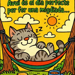 Imatge divertida de bon dia Bon dia! Avui és el dia perfecte per fer una migdiada… després d’esmorzar