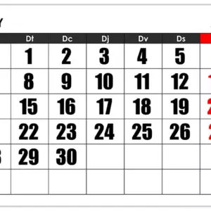 Calendari de juny de 2027 amb números grans
