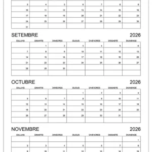 Calendari d'agost, setembre, octubre i novembre de 2026 Calendari d'agost, setembre, octubre i novembre de 2026